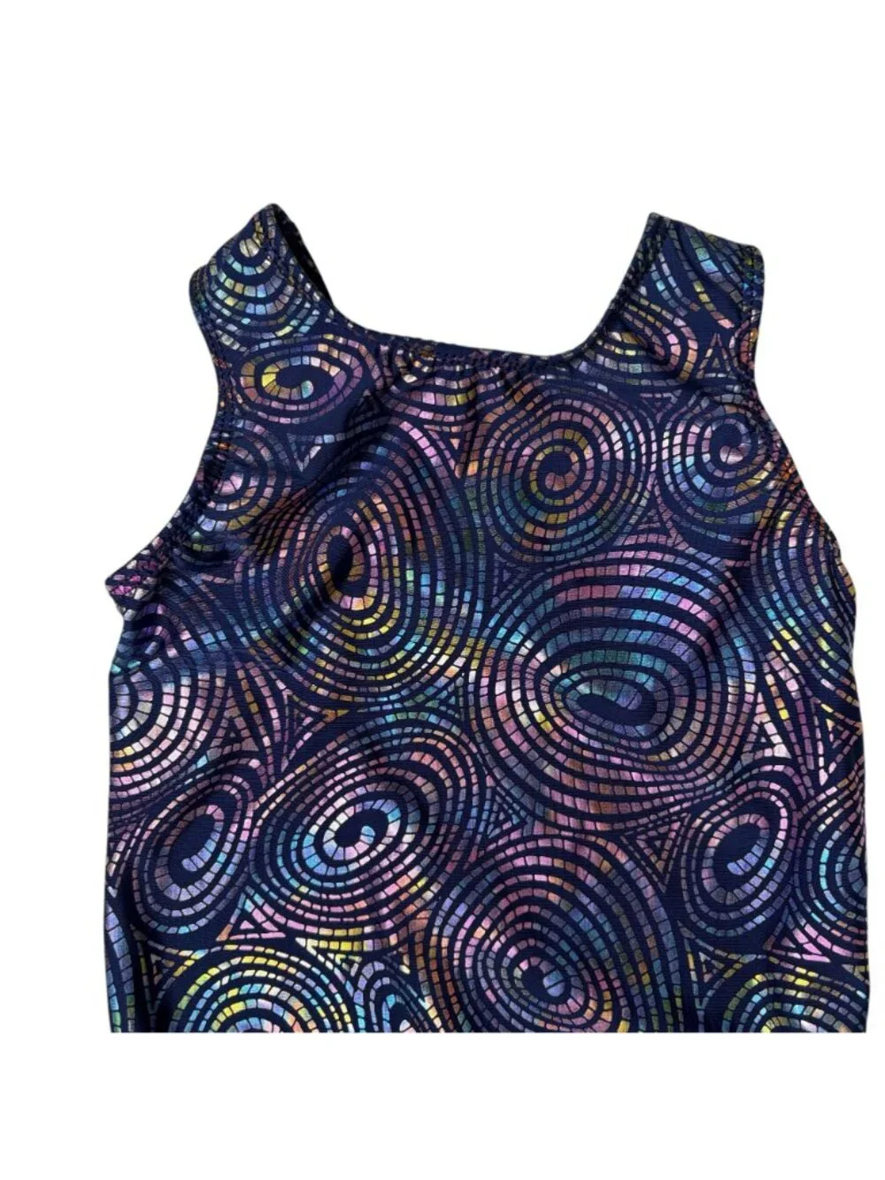GK Metallic Swirl Gymnastics Leotard Size Child XS Blue Purple Yellow
